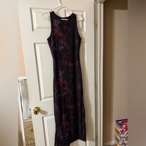 Boohoo Black and Deep Purple Floral Maxi Dress